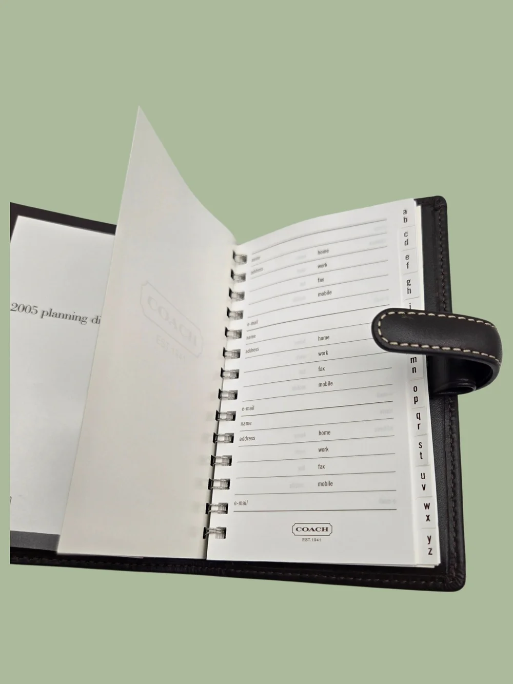 Coach Dark Brown Leather Planner Agenda Organizer FS8802 2005 Diary Insert NWT